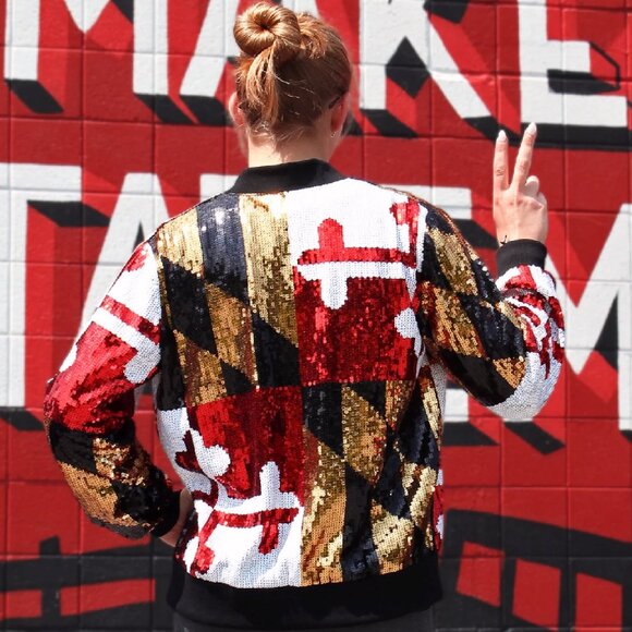 Maryland Flag Sequinned Zippered Jacket - NEW Fast Ship - Picture 2 of 5